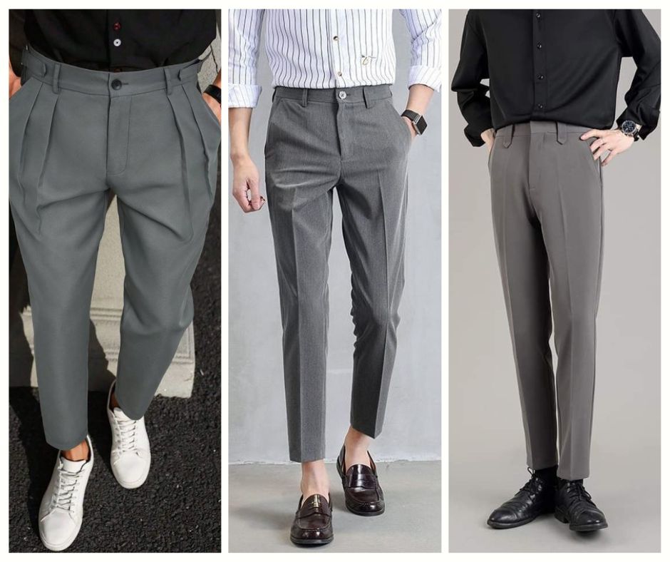 phối giày với quần âu nam màu xám